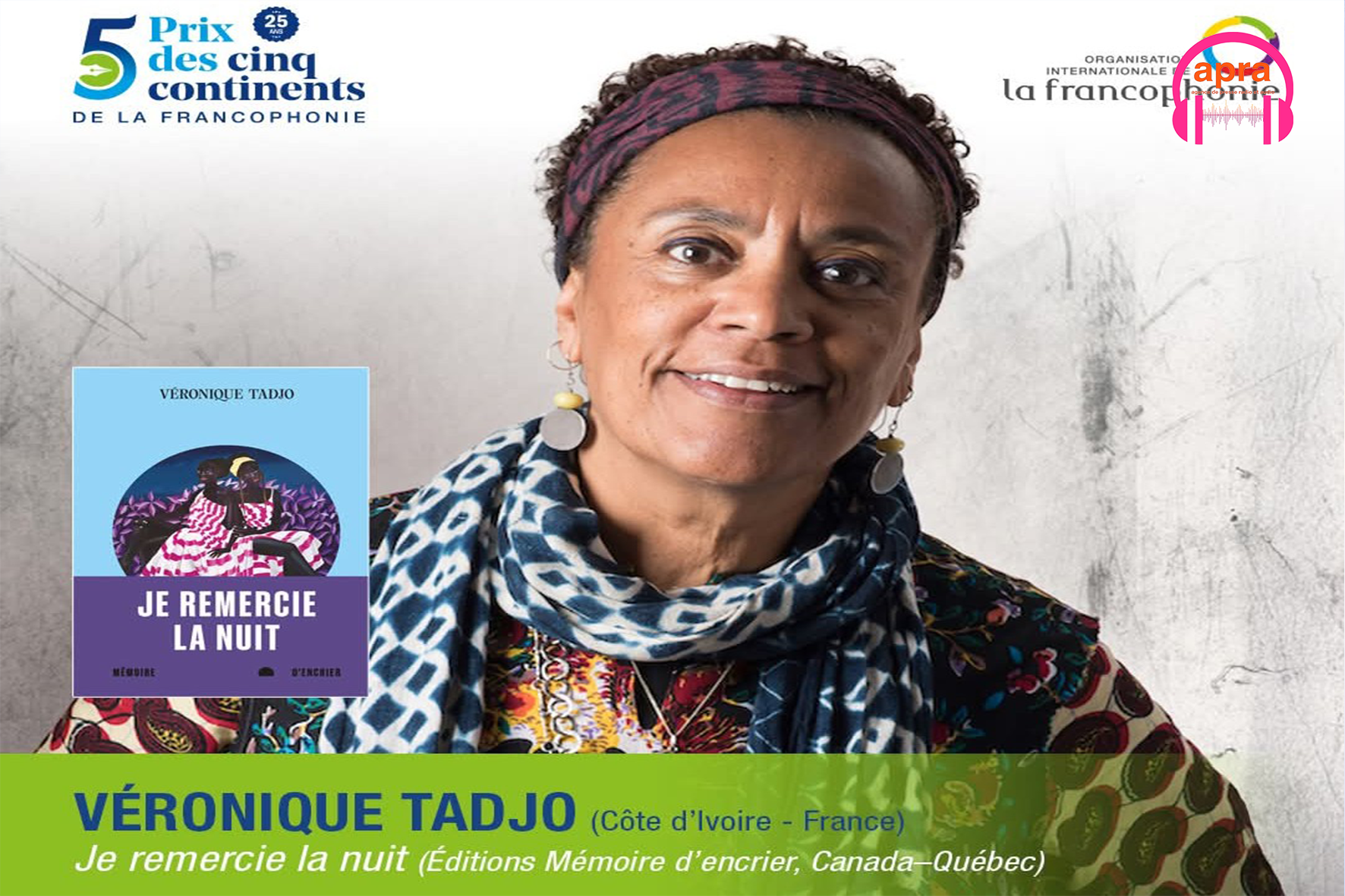 LITTÉRATURE/ « Je remercie la nuit » : Véronique Tadjo en lice pour le Prix 5 Continents 2026.