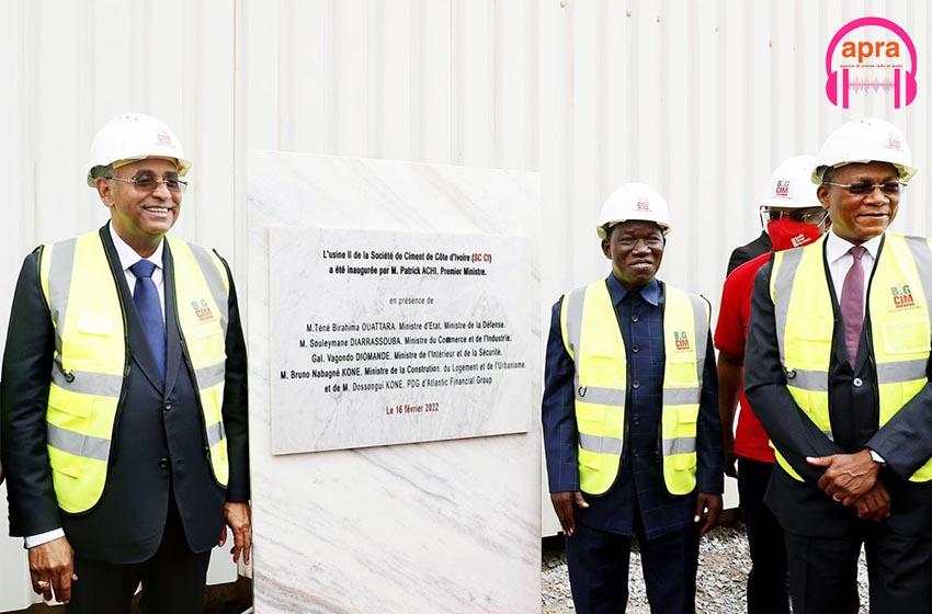 Industrie: Patrick Achi inaugure une usine de ciment dans la zone industrielle de PK24.