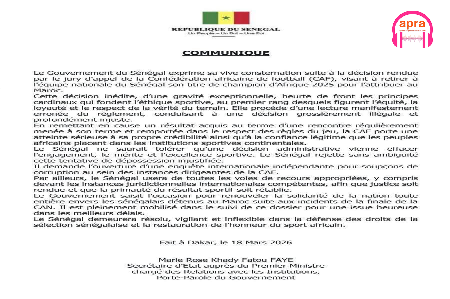 Sport/ Football, CAN 2025 : Le Sénégal saisit le TAS après la décision de la CAF, attribuant la coupe au Maroc.