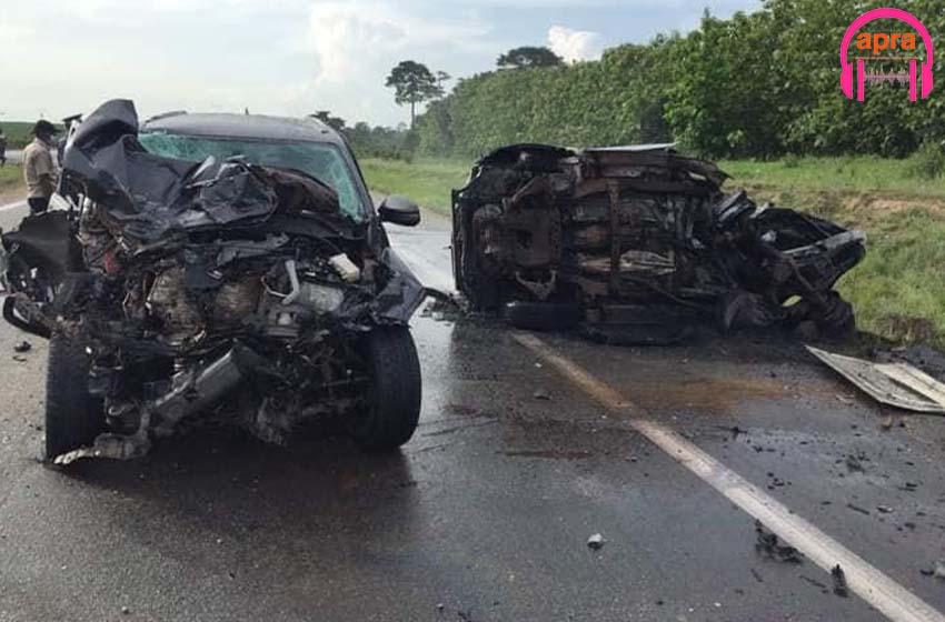 Le cortège de Laurent Tchagba, ministre de l’hydraulique impliqué dans un grave accident le lundi 18 avril 2022.