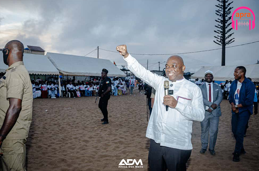 Présidentielle 2025 en Côte d’Ivoire : A Gonzagueville, Ahoua Don Mello promet un « nouveau Fonds » pour financer la jeunesse.