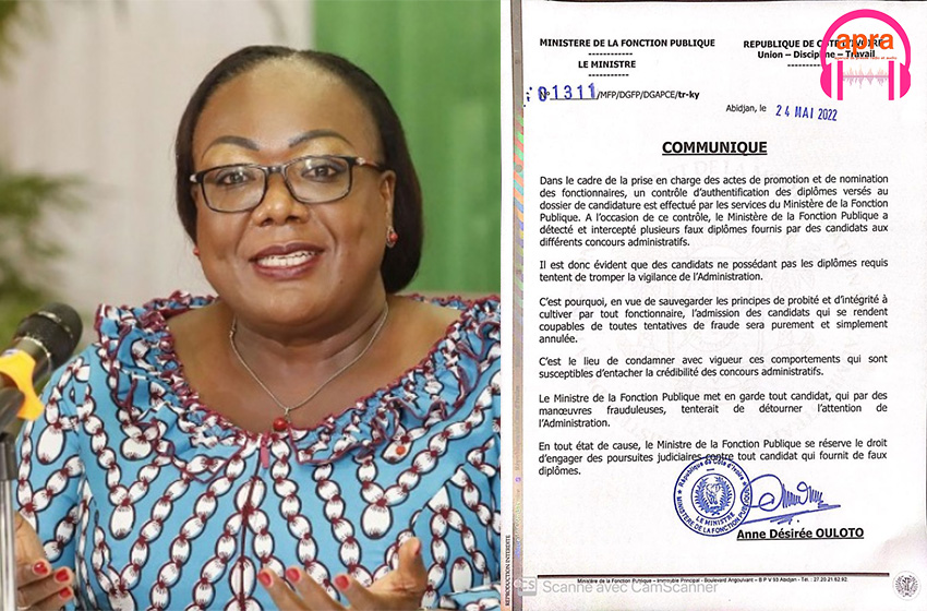 Concours administratifs 2022: Des faux diplômes fournis par des candidats découverts(Communiqué ministère)